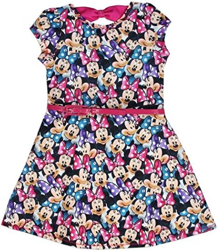 Disney Minnie Mouse Girls Party Dress with Belt Pink/Multi (7)