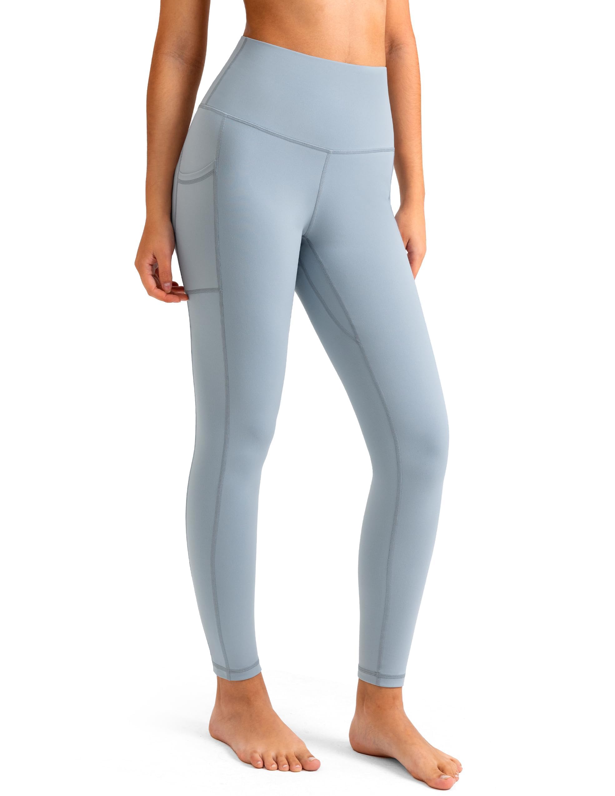 Colorfulkoala Women's High Waisted Yoga Pants 7/8 Length Leggings with Pockets(S, Faded Denim) Image