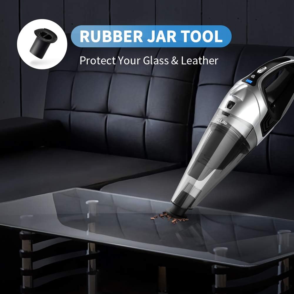VacLife Handheld Vacuum, Hand Vacuum Cordless with High Power, Mini Vacuum Cleaner Handheld Powered by Li-ion Battery Rechargeable Quick Charge Tech, for Home and Car Cleaning - Silver -