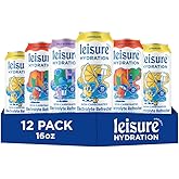 Leisure Hydration Non-Carbonated Electrolyte Refresher, Variety Pack - Low Sugar Nutrient Enhanced Water Beverage - Get The Best Hydration Packed w/ Magnesium & Ashwagandha For Mood & Stress Support, Non-GMO, 16 oz (12-Cans)