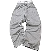 BEAUDRM Men's Baggy Sweatpants Letter Graphic Sports Track Pants Drawstring Waist Wide Leg Sports Pants with Pockets
