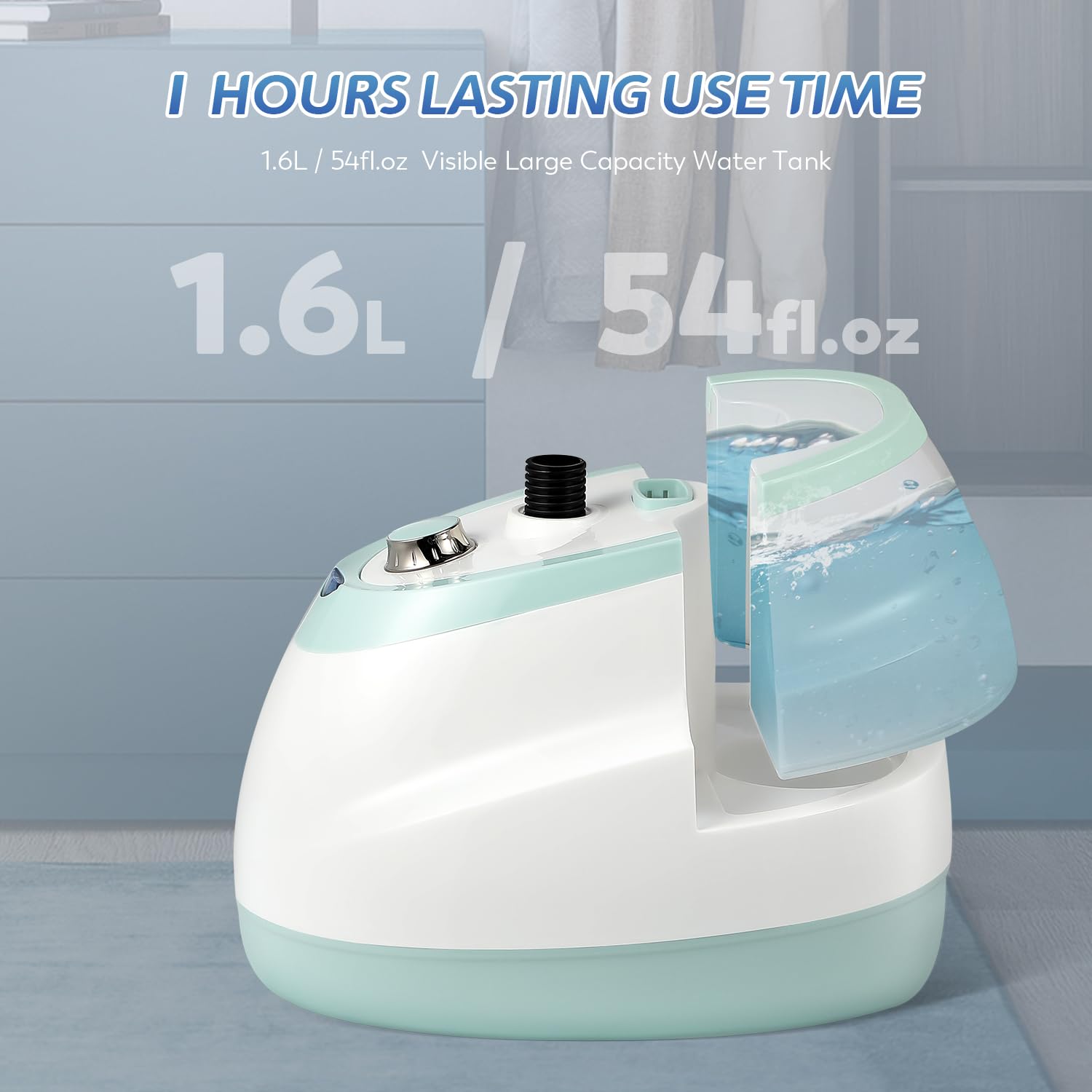 Hapyvergo Garment Steamer for Clothes Standing Flat Hanging Ironing Suitable for All Fabric Types, Rapid Heats in 25s for 1 Hour Continuous Steam, with Garment Hanger, Ironing Board, Ironing Gloves