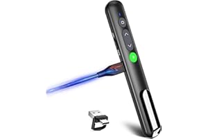 UBUYONE Presentation Clicker PowerPoint Wireless Presenter Remote: Rechargeable Green Laser Pointer Clickers USB A Type C Computer/Mac/PPT/Slideshow/Google Slide Advancer