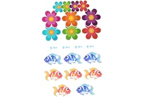 Anneome 18pcs Non-Slip Bathtub Stickers Self-Adhesive Decals Fish Flower Design Safe Bath Tub Mat for