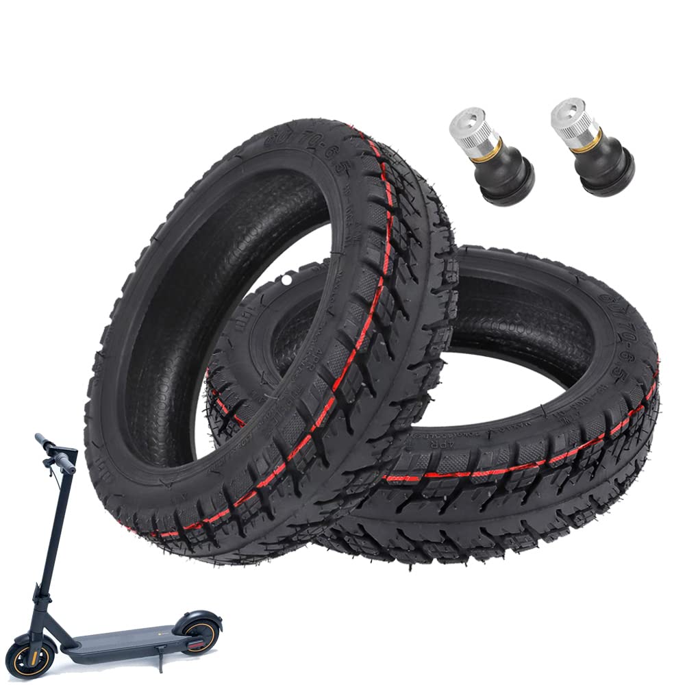 Flycoo 60/70-6.5 Off-Road Tubeless Tyre 10 Inch Thick Tyre Replacement Tyre for Segway Ninebot Max G30 / G30E / G30LP Electric Scooter Tubeless Tyres Anti-Slip Puncture Proof (2 Pieces)