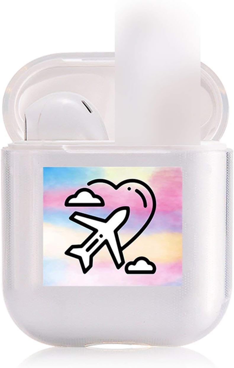 Chromatic Fashion Headphone Case for Airpods Case Simple Cute Love Heart Bluetooth Pop AirPods Case Transparent Hard Cover,I300219