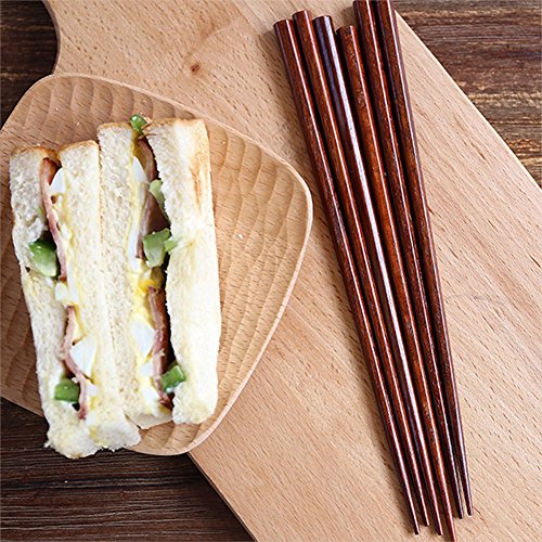 HuaLan Japanese Style Natural Wood Chopsticks Set Reusable Classic Style Chopsticks 5 Pairs Gift Set