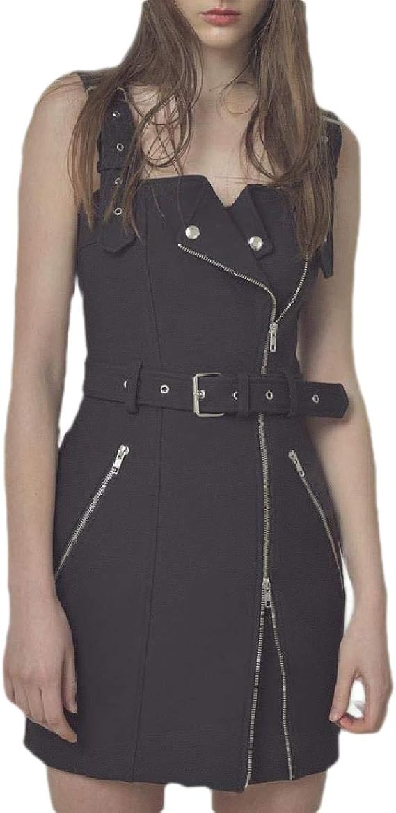 Amazon Co Jp Godeyesw 女性用ベルトvネックのノースリーブチェック柄のロッドにミニワンピース Black S 服 ファッション小物