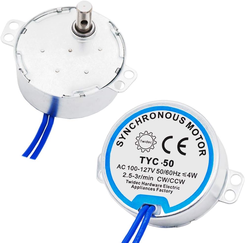 Twidec/2Pcs Synchronous Motor AC100~127V 50/60HZ Turntable Synchron Motor 4W CW/CCW Electric Motor 2.5-3RPM/MIN TYC-50-2.502 - - 