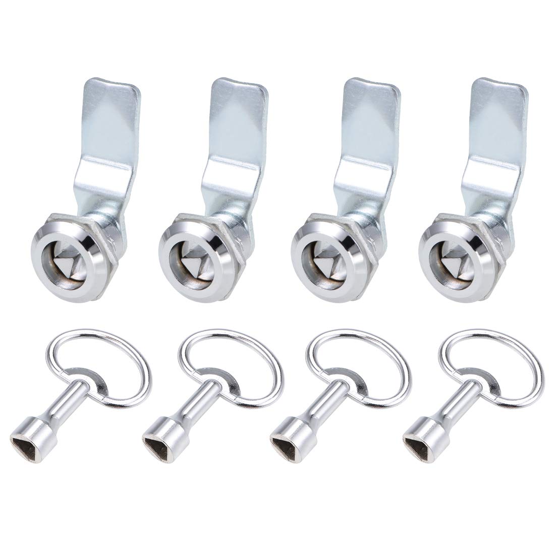 sourcing map Tubular Cam Lock 18mm Cylinder Length Bent Cam Fits Up to 1/4-inch Thick Panel Keyed Alike 4Pcs