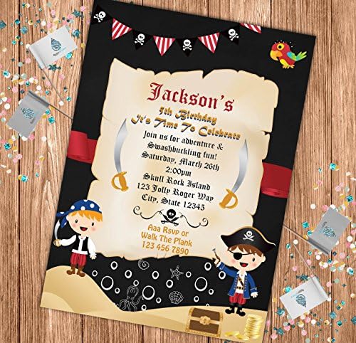 Pirate Custom Birthday Invitation - Pirate Themed Party Invite - Ocean - Personalized