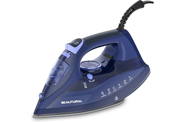 BEAUTURAL Steam Iron for Clothes with Precision Thermostat Dial, Ceramic Coated Soleplate, 3-Way Auto-Off, Self-Cleaning, Ant