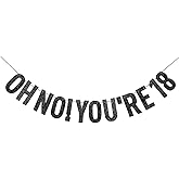 Happy Birthday Banner 18th Birthday Decorations Glittery Black 18th Party Sign for Birthday Celebration. Adulting Background Banner for high school graduations Celebration