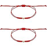 Sorcristy Red String Bracelet for Women, Couple, Friends, 2 PCS Bracelets with Heart as Protection Bracelet, Adjustable Knot String Bracelets Amulets for Protection, Evil Eye, Good Luck