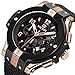 MEGIR Men's Sports Quartz Watches Military Army Silicone Strap Chronograph Wristwatch with Large Thick Dial Man Rose Gold