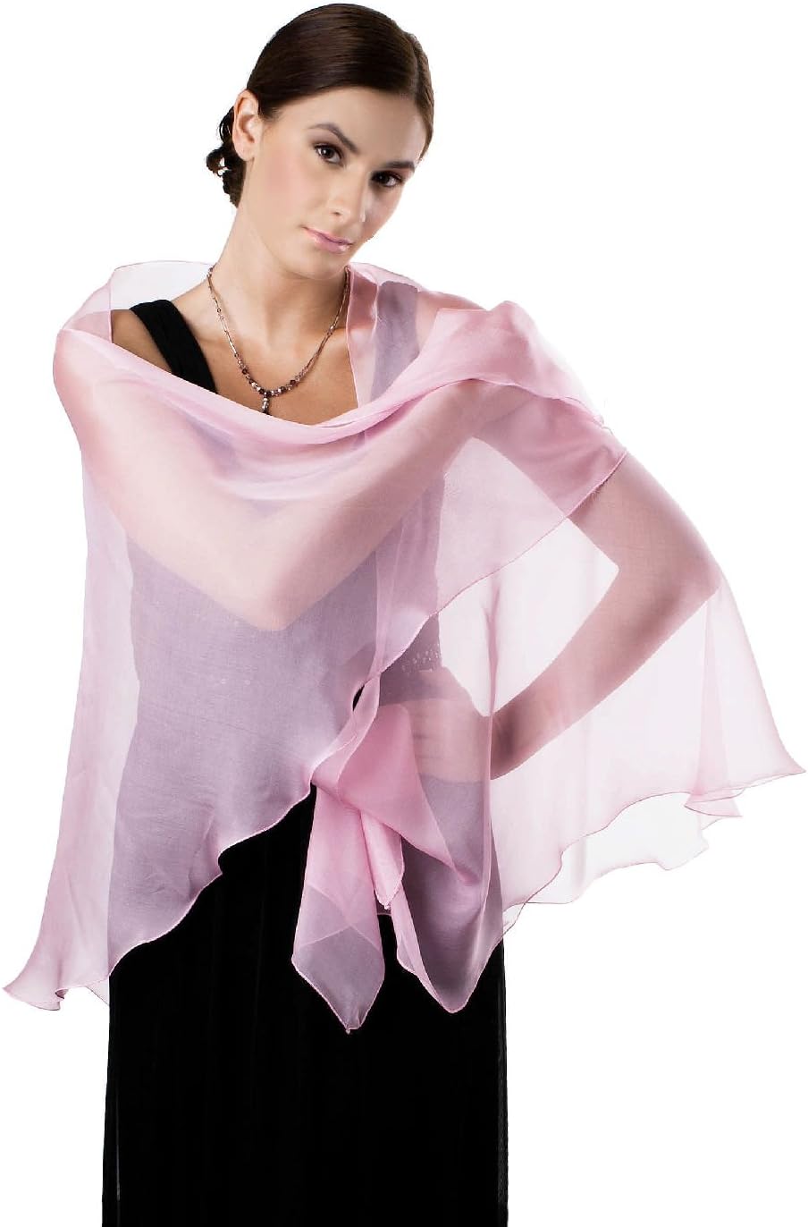 Lena Moro TRIANGULAR SHAWLS Purple, Pink 100% Silk Iridescent Chiffon