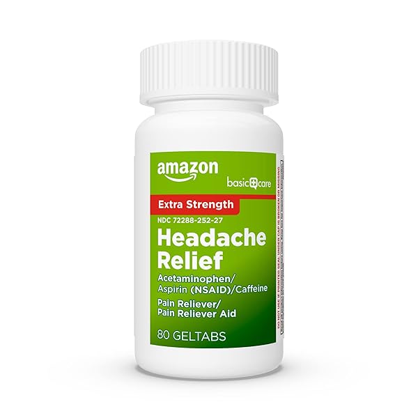 AMAZON BASIC CARE HEADACHE RELIEF GELTABS, 80 COUNT