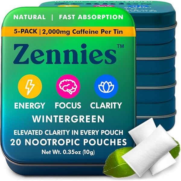 Amazon.com: Zennies Caffeine Nootropic Pouches with Alpha GPC, L