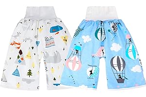 MOEMOE BABY Kids Training Pants Waterproof Diaper Pants Cotton Diaper Short, High Waist, 2 Packs