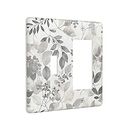 Outlet Covers Gray White Botanical Leaves Flower