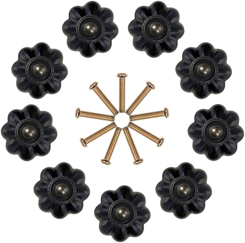 Noniu Cupboard Knobs, 35mm Pumpkin Drawer and Kitchen Handles Dresser Cabinet Knob- 9 Pack (Black)