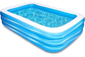 AsterOutdoor Inflatable Swimming Pool 100"x 66"x 23" Thickened, Full-Sized Above Ground Kiddle Family Lounge Pool for Adult, Kids, Toddlers, Blow Up for Backyard, Garden, Party, Blue