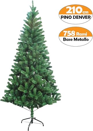 Albero Di Natale Stretto.Bakaji Albero Di Natale 210 Cm Nordico Folto Abete Denver Ecologico E Ignifugo Con Base A Croce In Metallo Rami Folti Apertura Ad Ombrello Albero Artificiale Natalizio Colore Verde 210cm Amazon It Casa