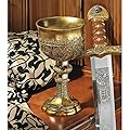 Design Toscano Golden Chalice of King Arthur Medieval Decor Gothic Goblet Sculpture, 9 Inch, Polyresin, Gold