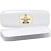 R-kay 4 Pack White Plastic Serving Trays for Party - White Serving Tray 17 by 6.5 in - Rectangular Heavy Duty Dessert Trays for Food
