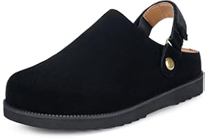 ZUSERIS Clogs for Women Platform Clogs Slippers Classic Suede Leather Mules with Arch Support Comfortable Slip-on Sandals Shoes for Indoor Outdoor