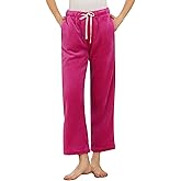 LYCY Womens Fleece Pajama Pants, Drawstring Lounge Pjs Plush Bottoms Warm Sleepwear with Pockets Comfy Winter
