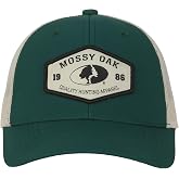Mossy Oak Men's Trucker Hat, Snapback Hunting Hat, Adult, Dark Green/Putty | One Size Fits Most, Functional Camouflage Cap