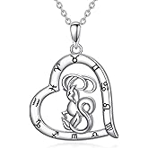Zodiac Necklace for Women Sterling Silver Astrology Heart Necklace 12 Constellations Horoscope Pendant Zodiac Jewelry Gifts