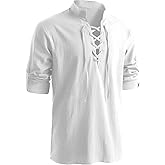 Medieval Retro Pirate Shirts For Men Renaissance Long Sleeve Shirts Viking Style Halloween Costume