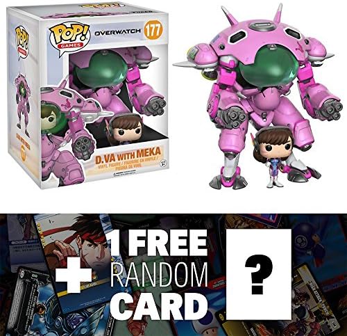 MEKA with D.Va: Funko Deluxe POP! Games & Buddy x Overwatch Vinyl Figure + 1 FREE Video Games Themed Trading Card Bundle (13090)