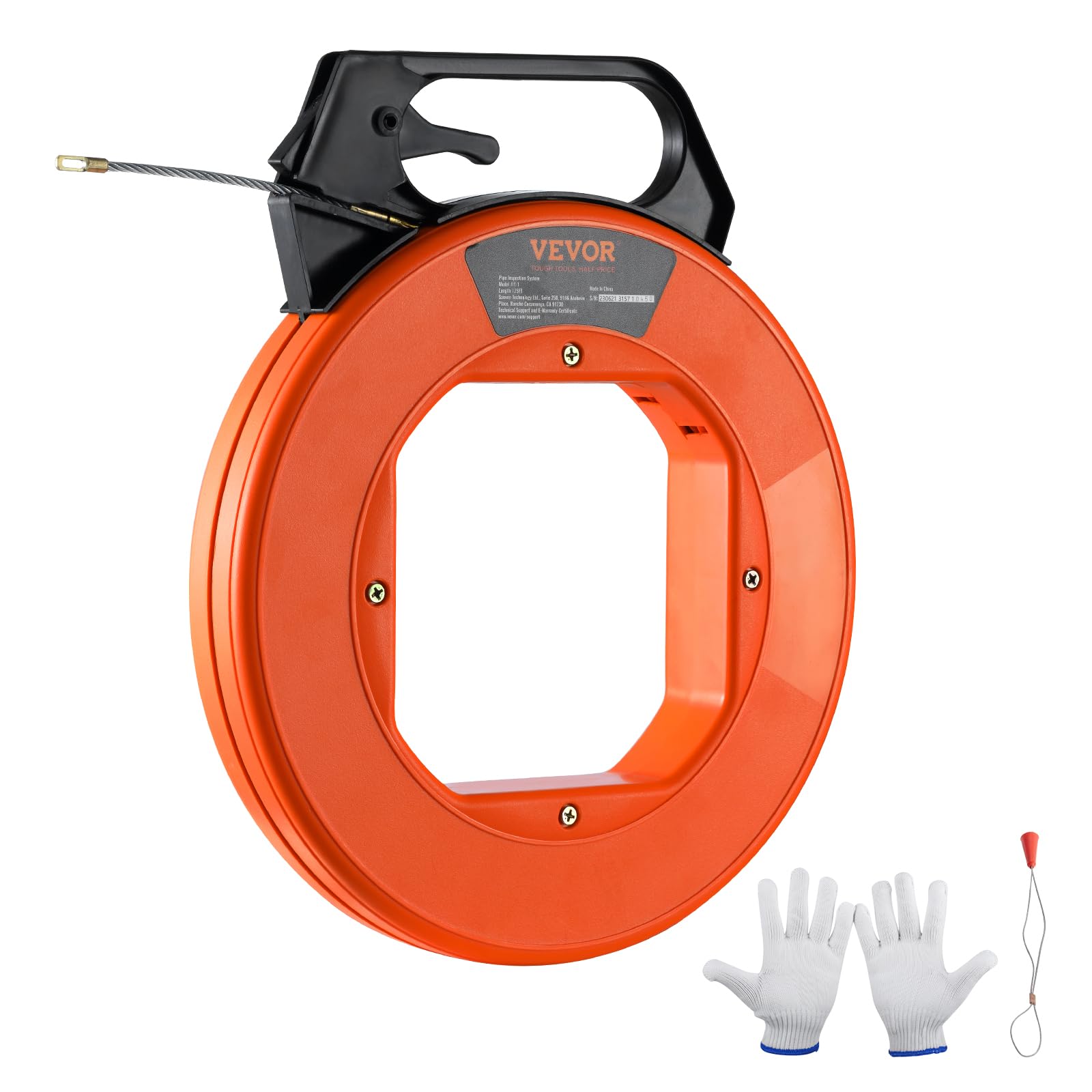 Photo 1 of VEVOR Fish Tape, Non-Conductive, Easy-to-Use Cable Puller Tool with Optimized Housing and Handle for Flexible Wire Fishing in Walls and Electrical Conduit, 3/16-inch PET Fish Tape