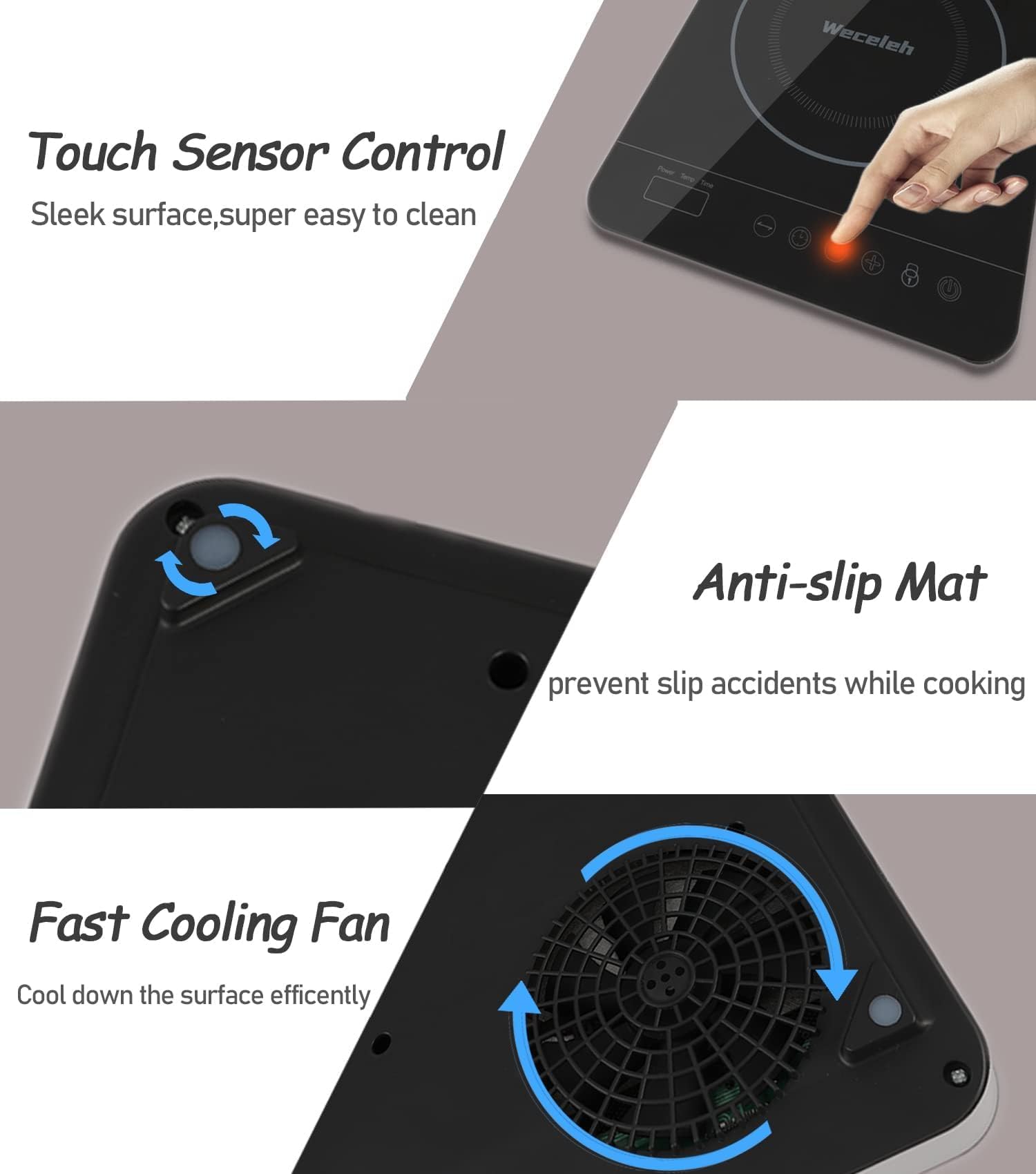 1800W Portable Induction Cooktop With 9 Power Levels, 3 Hours Timer, Child Safety Lock, Overheat Protection - Glass Electric Hot Plate (10.6'' x 12.2'' x 2.36'')