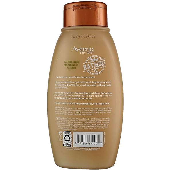 AVEENO FARM-FRESH OAT MILK SULFATE-FREE SHAMPOO WITH COLLOIDAL OATMEAL & ALMOND MILK, MOISTURIZING SHAMPOO FOR ALL HAIR TYPES, SAFE FOR COLOR-TREATED HAIR, PARABEN & DYE-FREE, 12 FL OZ