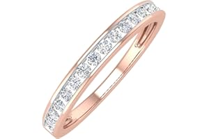 FINEROCK 1/4 Carat Channel Set Diamond Ladies Anniversary Wedding Band in 10K Gold