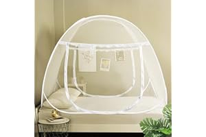 AMMER Pop Up Mosquito Net Tent for Beds, Portable Foldable Mosquito Netting Folding Design with Net Bottom,2 Entries,Suit for Twin to King Size Bed (79x71x59inch)