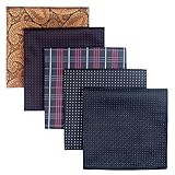 Retreez 5 Piece Assorted Woven Microfiber Premium Pocket Square Gift Box Set - Set 002