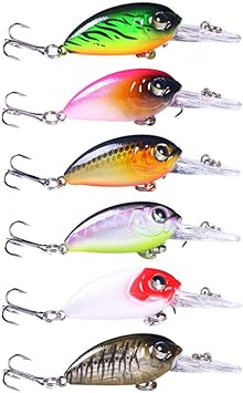 Amazon Iplusmile 6ピース人工釣りルアー餌魚の餌用フック付き淡水海水ミノーマススズキ釣りカラフル Iplusmile ルアー