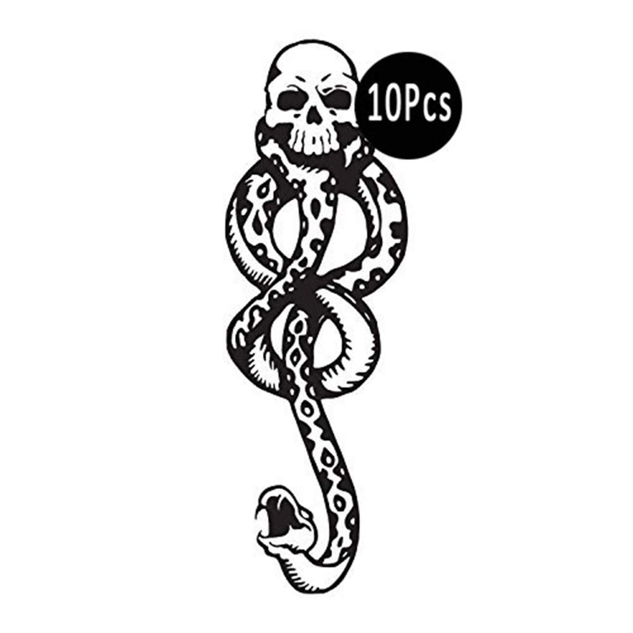 10 Pcs Magic Mantra Snake Skull Dark Mark Death Eater Temporary Halloween Cosplay Tattoo Accessories