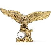 BRABUD Feng Shui Resin Flying Eagle with Glass Ball Statue | Home Office Shop Decoration, Collection Gift