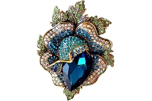 QUREZA Rose Crystal Flower Brooch Vintage Palace Style Rhinestone Lapel Pin Wedding Bride Large Brooches For Woman Jewelry Clothing Decoration Christmas Gift