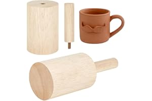 BENECREAT 8.6x3Inch Cup Pottery Mold, Wood Pottery Tool with Handle Pottery Mold Set for Clay Pottery Rib Wooden Shaping Porc