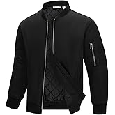 33,000ft Men's Bomber Jacket Waterproof Zip Up Windbreaker Quilted Padded Lightweight Warm Casual Spring Fall Winter Coat