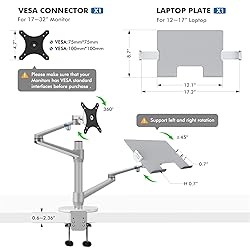 Viozon Monitor and Laptop Mount, 2-in-1 Adjustable