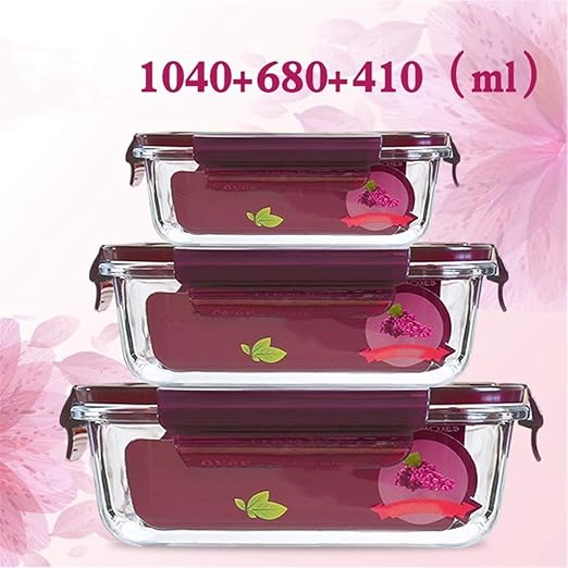 KISlink Lonchera de microondas Bol de Vidrio Redondo con Tapa Caja ...