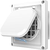 Houseluxe Dryer Vent Cover Outside 4 inch, Magnetic Door Design, Durable Airflow Vent with Lint Trap Screen, Thickened Material, 6 inch x 6 inch Size, White